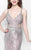 Primavera Couture - Glittering Long V-Neck Dress with Slit 1870 in Nude