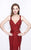 Primavera Couture - Glittering Long V-Neck Dress with Slit 1870 in Red