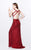Primavera Couture - Glittering Long V-Neck Dress with Slit 1870 in Red