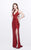 Primavera Couture - Glittering Long V-Neck Dress with Slit 1870 in Red