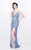 Primavera Couture - Sparkling V-Neck Long Dress with High Slit 1874 in Blue