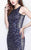 Primavera Couture - Long Sequined Dress with Slit and Sheer Panels 1876 in Blue