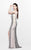 Primavera Couture - Long Sequined Dress with Slit and Sheer Panels 1876 in Nude
