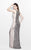 Primavera Couture - Long Sequined Dress with Slit and Sheer Panels 1876 in Nude
