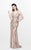 Primavera Couture - Seamlessly Ornate Multi-Strap V-Neck Sheath Gown  1890 in Neutral and Gold