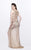 Primavera Couture - Seamlessly Ornate Multi-Strap V-Neck Sheath Gown  1890 in Neutral and Gold