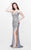 Primavera Couture - Seamlessly Ornate Multi-Strap V-Neck Sheath Gown  1890 in Silver