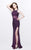 Primavera Couture - Embellished Halter Neck Long Sheath Dress 1891 in Purple