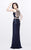 Primavera Couture - Two Piece V-Neck Metallic Long Dress 1892 in Blue