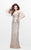 Primavera Couture - Two Piece V-Neck Metallic Long Dress 1892 in Nude