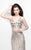 Primavera Couture - Two Piece V-Neck Metallic Long Dress 1892 in Nude