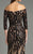 Feriani Couture - 18528S Abstract Printed Cocktail Dress In Black and Neutral