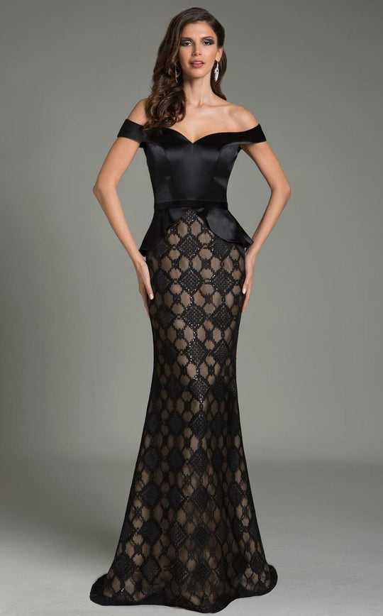 Feriani Couture - 18552 Off the Shoulder Evening Gown In Black