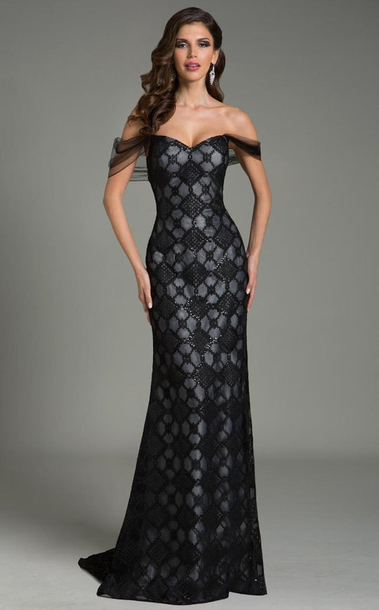 Feriani Couture - 18553 Off the Shoulder Evening Gown In Black
