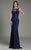 Feriani Couture - 18555 Embellished Illusion Bateau Dress In Black and Blue