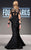 MNM Couture - Illusion Jewel Neck Mermaid Dress 2287A in Black