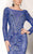 MNM Couture - Beaded Illusion Bateau Trumpet Dress 10593W in Blue