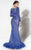 MNM Couture - 10593 Bejeweled Illusion Bateau Trumpet Dress in Blue