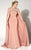 MNM Couture - Jeweled Trumpet Gown with Cape 10840W in Pink