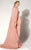 MNM Couture - Jeweled Trumpet Gown with Cape 10840W in Pink