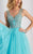 Clarisse - 3019 Bedazzled V-neck A-line Dress in Blue
