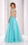 Clarisse - 3019 Bedazzled V-neck A-line Dress in Blue