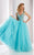 Clarisse - 3019 Bedazzled V-neck A-line Dress in Blue
