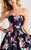 Clarisse - 3029 Strapless Floral Print Ballgown in Blue and Print