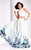 Clarisse - 3032  Two-Piece Floral Print A-line Dress in White and Print