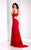 Clarisse - 3040 Illusion Chevron Panel Gown in Red