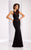 Clarisse - 3040 Illusion Chevron Panel Gown in Black