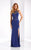 Clarisse - 3040 Illusion Chevron Panel Gown in Blue