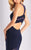 Clarisse - 3043 Chevron Panel Illusion Gown in Blue