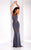 Clarisse - 3043 Chevron Panel Illusion Gown in Gray
