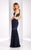 Clarisse - 3043 Chevron Panel Illusion Gown in Blue