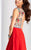 Clarisse - 3050 Floral Illusion Bateau A-line Dress in Red and Multi-Color