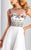 Clarisse - 3050 Floral Illusion Bateau A-line Dress in White and Multi-Color
