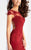 Clarisse - 3065 Sheer Cap Sleeves Applique Gown in Red