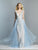 Dave & Johnny - Ornate Deep V-neck Dress With Overskirt A7485 In Blue