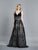Dave & Johnny - A7487 Embellished Deep V-neck A-line Dress In Black