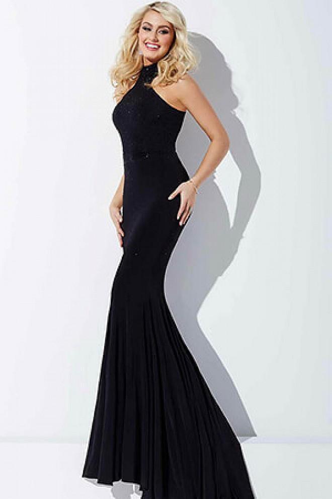 Fitted Halter Neck Jersey Prom Dress JVN33144