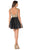 Poly USA - 7495 Lace Appliqued Bateau A-Line Cocktail Dress in Black