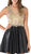 Poly USA - 7495 Lace Appliqued Bateau A-Line Cocktail Dress in Black