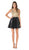 Poly USA - 7495 Lace Appliqued Bateau A-Line Cocktail Dress in Black