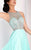 Clarisse - 3068 Radiating Stripe Illusion Gown in Blue and Green