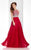 Clarisse - 3068 Radiating Stripe Illusion Gown in Red