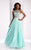 Clarisse - 3068 Radiating Stripe Illusion Gown in Blue and Green