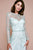 Tadashi Shoji - Volans Long Sleeve Sequin Gown In White and Blue