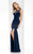 Clarisse - 3115 Crystal Embellished Gown with Slit in Blue