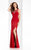 Clarisse - 3115 Crystal Embellished Gown with Slit in Red